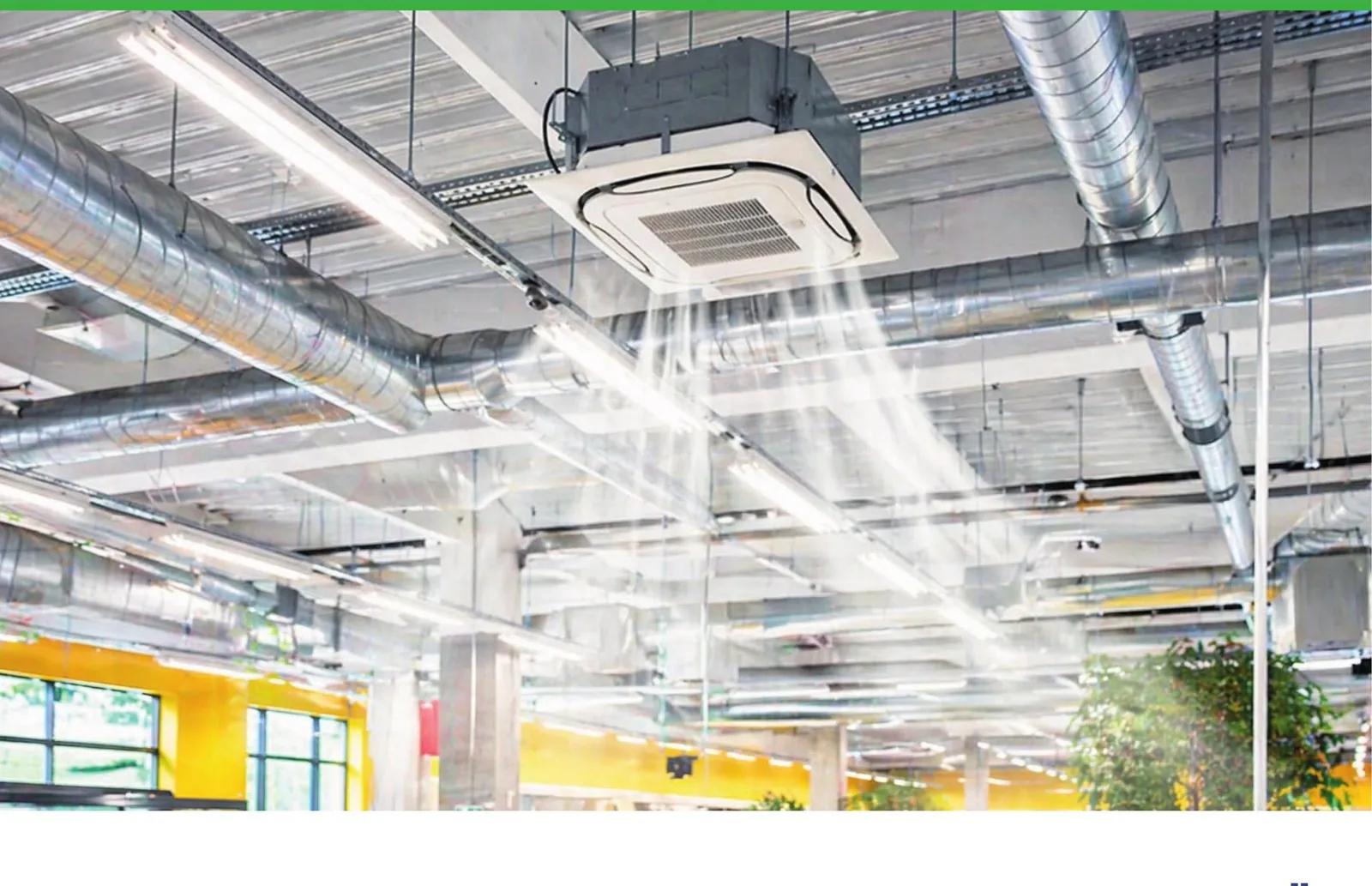Déstratificateur d'air installé au plafond d'un bâtiment